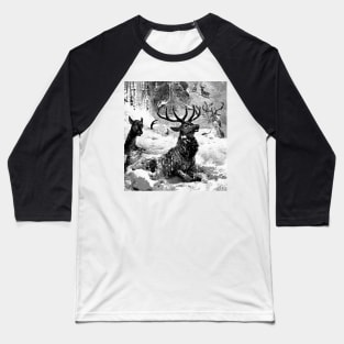 The Deer in the Snow Avalanche Baseball T-Shirt